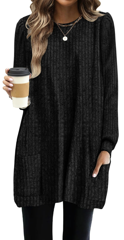 OFEAFAN tunic — long sleeve with pockets and loose fit design