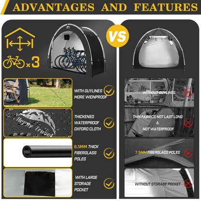Portable freestanding shelter — Waterproof bike storage for 2 to 8 bikes and more