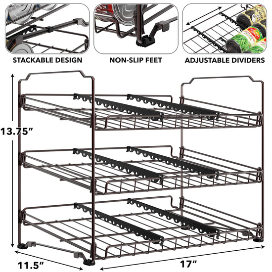 Simple Houseware can rack shelf - stackable design for space-saving organization.Simple Houseware shelf - stackable can rack for efficient storage.