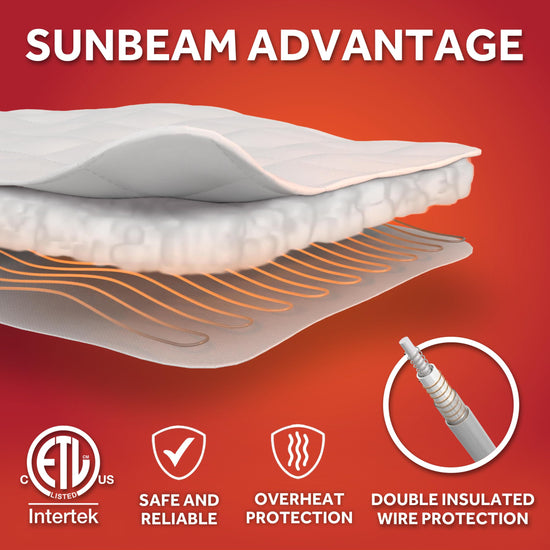 Mattress cover — Sunbeam heated with auto shut-off and deep pocket skirt