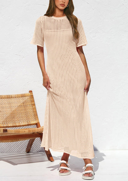 PRETTYGARDEN dress — Eyelet cover up with hollow out design for summer