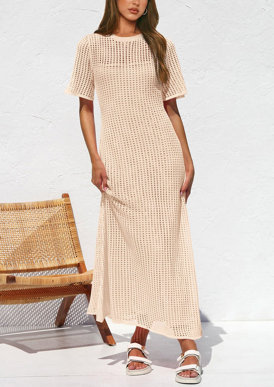 PRETTYGARDEN dress — Eyelet cover up with hollow out design for summer