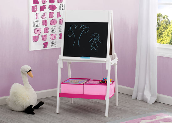 Delta Children art easel — double-sided storage in dark chocolate