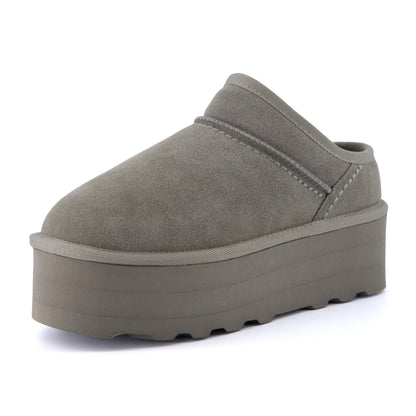 CUSHIONAIRE Huggy-2 platform slippers — cozy suede slip-on ankle boots for indoor outdoor wear