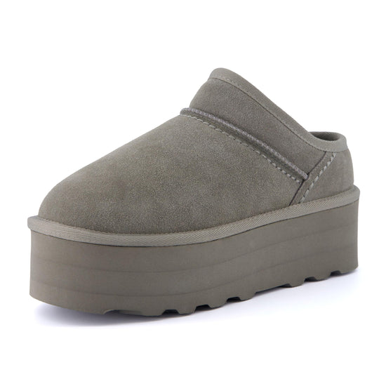 CUSHIONAIRE Huggy-2 platform slippers — cozy suede slip-on ankle boots for indoor outdoor wear