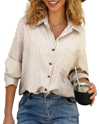 CHYRII women's striped button down blouse