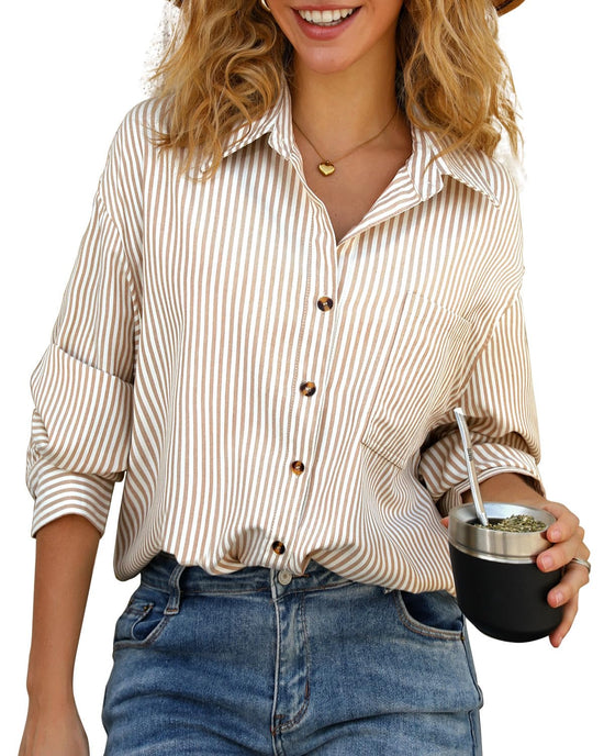CHYRII women's striped button down blouse