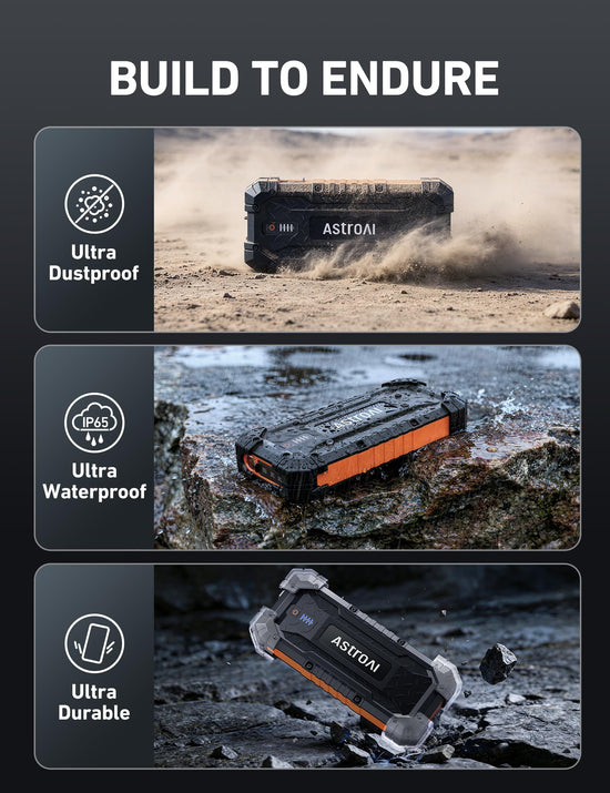 AstroAI jump starter — 1500A portable lithium power bank with flashlight and cables