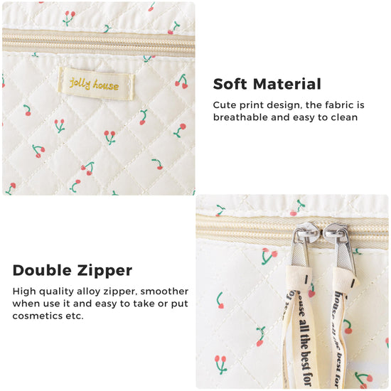 HBselect cosmetic case — quilted floral design in 3 pieces set
