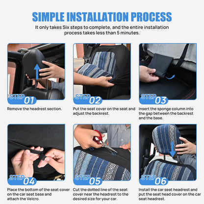 Nilight vehicle seat cover — Blue stripes with shoulder pads and airbag compatibility
