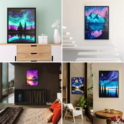 TINY FUN 12 pack diamond painting kits - 5D art kit for beginners with round diamonds