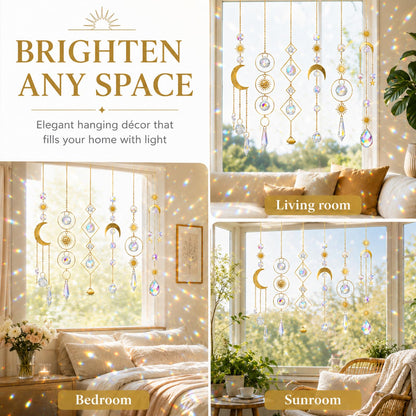 Hanging ornament — Crystal prism sun catcher with chain pendant for window