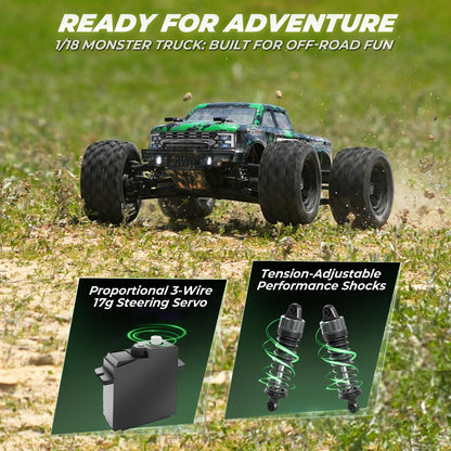 Haiboxing 1:18 scale rc monster truck - waterproof electric powered vehicle with 2 batteries