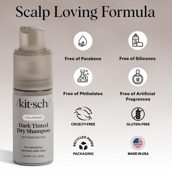 Kitsch dry shampoo — volumizing rice protein formula for dark hair, travel size pump