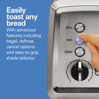 Hamilton Beach toaster — Bagel setting with slide-out crumb tray and auto-shutoff