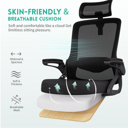 Ergonomic office chair — adjustable lumbar support and rotatable headrest