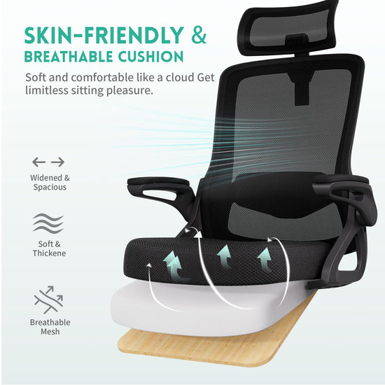 Ergonomic office chair — adjustable lumbar support and rotatable headrest