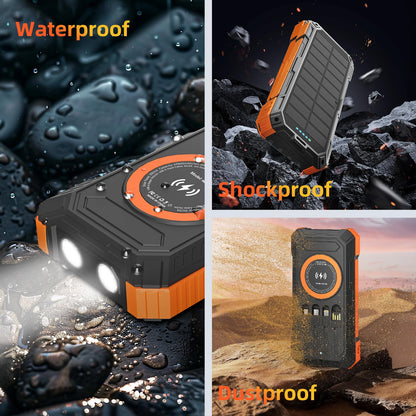 YOLOSKS Solar Charger Power Bank 49800mAh Wireless Portable Phone Charger, 22.5W QC3.0 Fast Charging Built in 4 Cables with USB C 6 Outputs & 2 Inputs for All Cell Phone