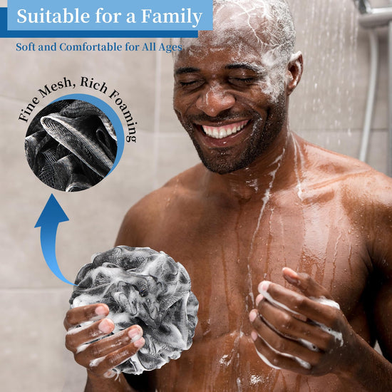BCKENEY bathing sponge — soft mesh exfoliating loofa for men and women