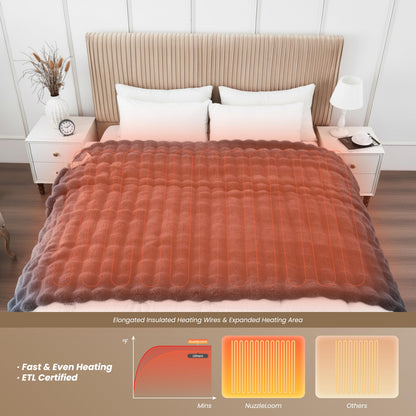 Heated blanket — Fast heating ultra-soft faux rabbit fur with 5 heat levels and auto shut-off