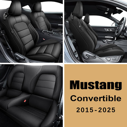 AOMSAZTO vehicle seat cover - Custom fit faux leather black for Ford Mustang 2015-2026