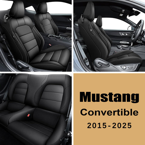 AOMSAZTO vehicle seat cover - Custom fit faux leather black for Ford Mustang 2015-2026