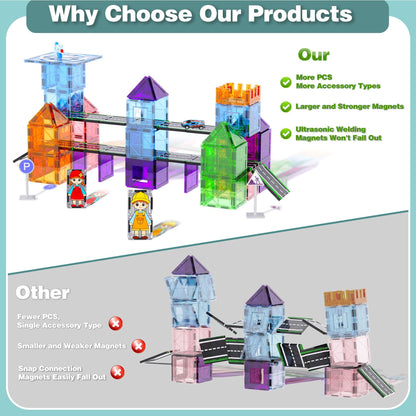 Toy building blocks — Magnetic tiles road set by SKTMYY