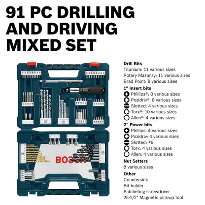 BOSCH drill bits — 91-piece mixed setBOSCH drill bits — 91-piece drilling and driving set