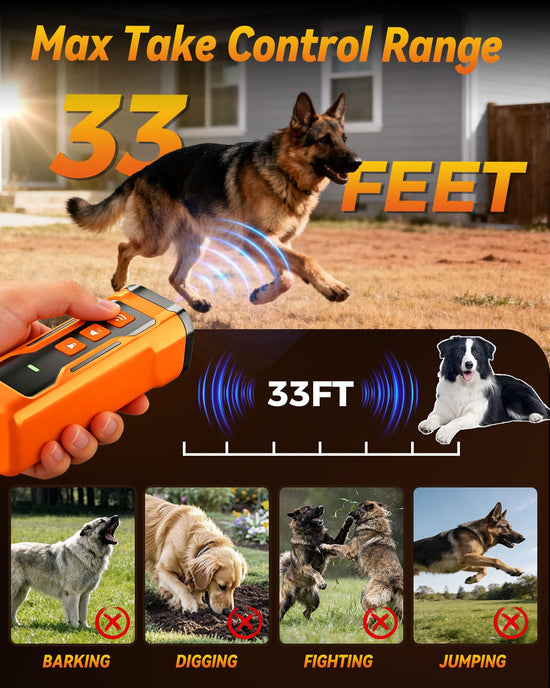 iBurr Dog Bark Deterrent Devices, 6 Modes 3X Ultrasonic Anti Barking Device for Dogs, 33 FT Range Barks No More Indoors Neighbor Outdoors with Flashlight,Dog Training Device
