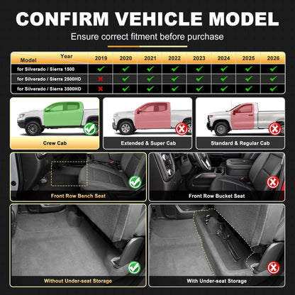Vehicle mat — All weather liners for Chevy Silverado and GMC Sierra 1500/2500/3500HD 2019-2026