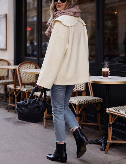 Hooever women's shawl collar cardigan - oversized open front cropped knit coat