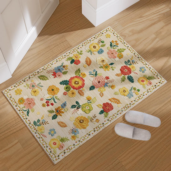 Washable area rug — stain resistant vintage boho design for versatile spaces