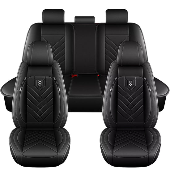 Vehicle seat cover — Waterproof leather for Hyundai Genesis 2009-2016, 5 seats, black