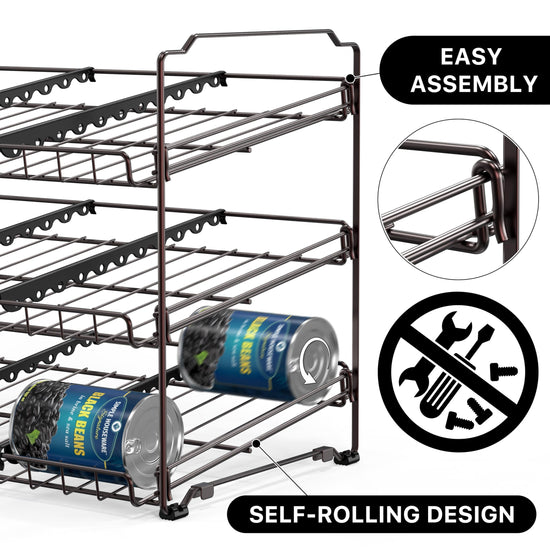 Simple Houseware can rack shelf - stackable design for space-saving organization.Simple Houseware shelf - stackable can rack for efficient storage.