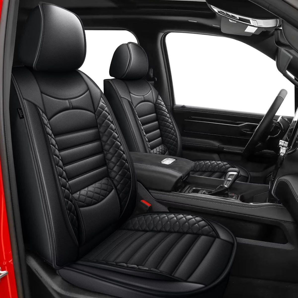 AOMSAZTO vehicle seat cover - Full set for Dodge RAM 2002-2025 Crew Cab with curved bench, black