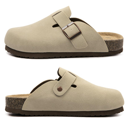 Vayfio suede clogs with cork footbed and arch support