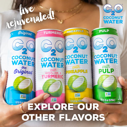 Coconut water — refreshing drink in cans.