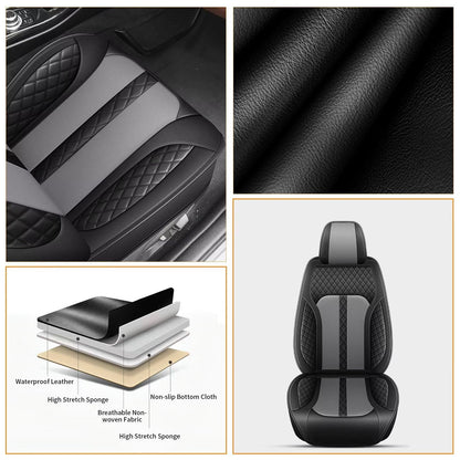 AOMSAZTO vehicle seat cover — leather front seat cushions for Acura RDX 2008-2026 in black and gray