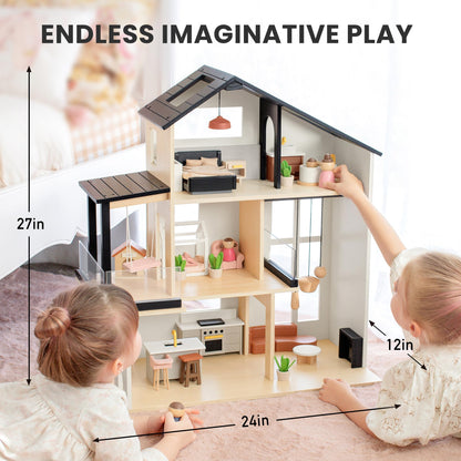 Tiny Land doll house — Modern family design with 53 pieces of furniture