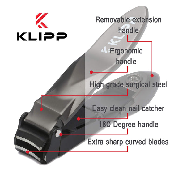 Nail clippers - KLIPP heavy duty self-collecting nail cutter with ergonomic lever