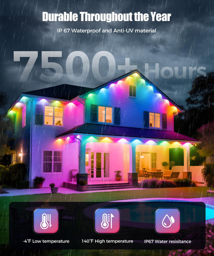 POOFZY string light — RGBIC smart outdoor decor with app control and 50 scene modes