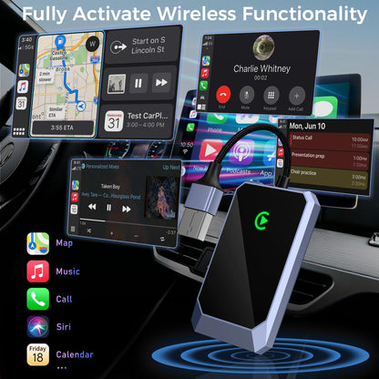 TERUNSOUl wireless carPlay adapter — convert wired to wireless with easy setup