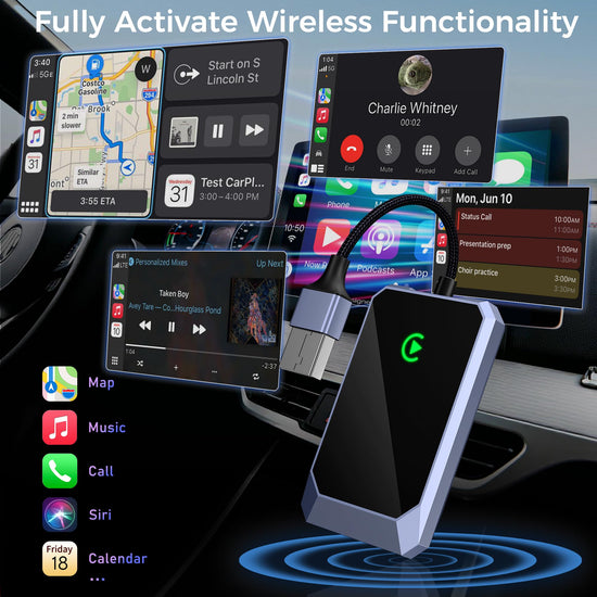 TERUNSOUl wireless carPlay adapter — convert wired to wireless with easy setup