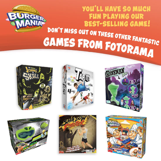 Fotorama Burger Mania — fast-paced conveyor belt competition game for kids 6 and up