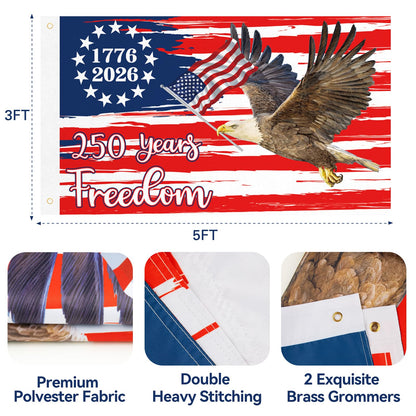 250 Anniversary USA Flag 3x5 Outdoor American Flag Double Sided 3-Ply 1776-2026 250 Years of Freedom Patriotic Flags Banner for 4th of July Memorial Independence Veterans Labor Armed Forces
