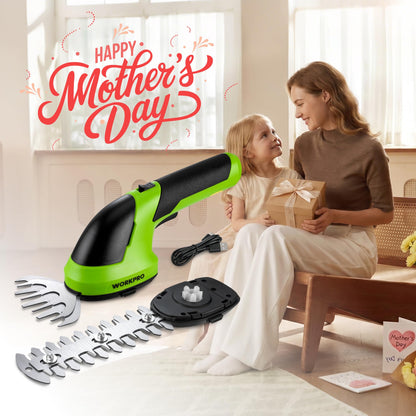 WORKPRO reciprocating hedge trimmer — Cordless design with rechargeable battery included