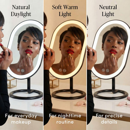 Fancii LED lighted vanity mirror — rechargeable cordless design with dual magnification and 3 light settings