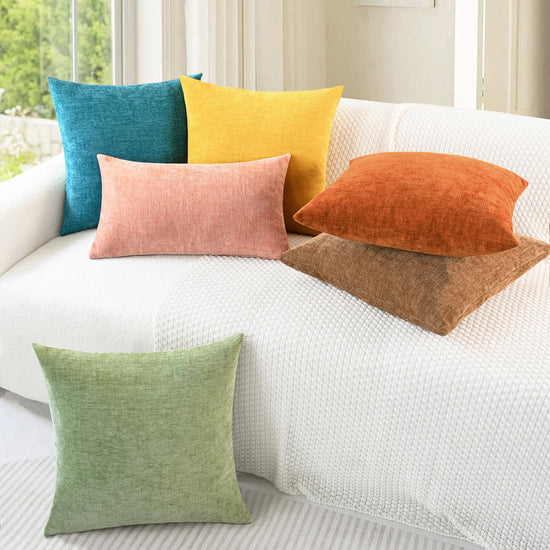 CaliTime decorative pillow cover — pack of 2 chenille for home decor