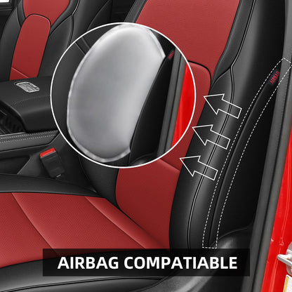 AOMSAZTO vehicle seat cover — Custom fit faux leather for Ram 1500 2019-2025 Black and Red full set