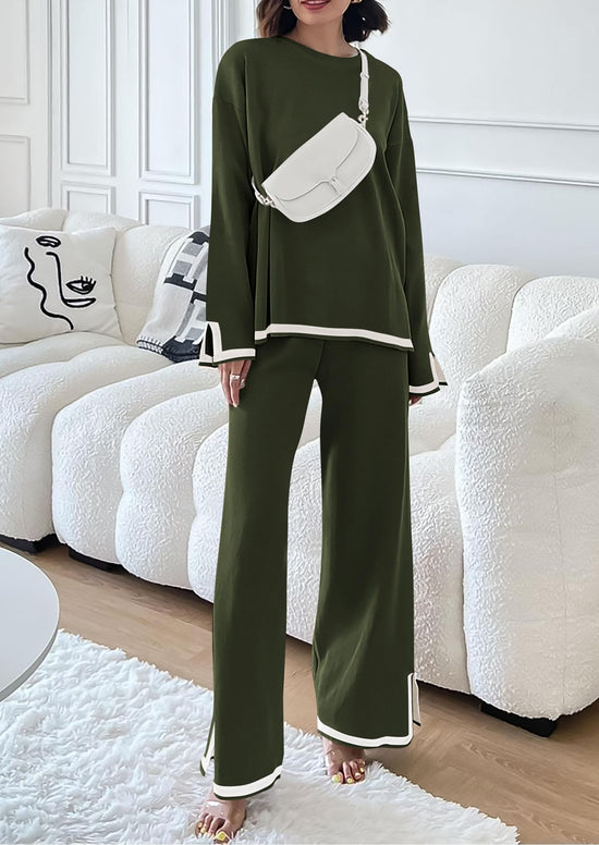 PRETTYGARDEN coordinated outfit — women's fall knit sweater set with wide leg pants